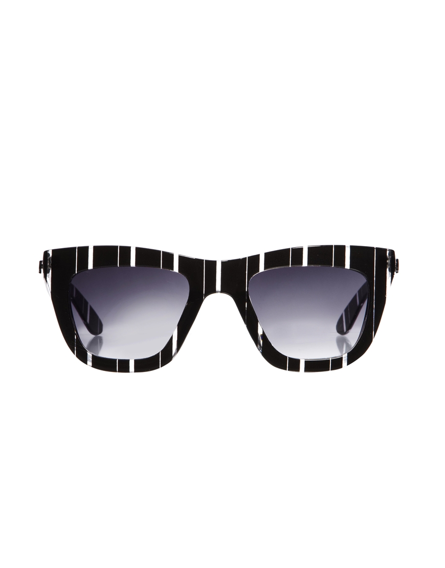 Lyst - Quay Thick Framed Black and White Striped Sunglasses in Black