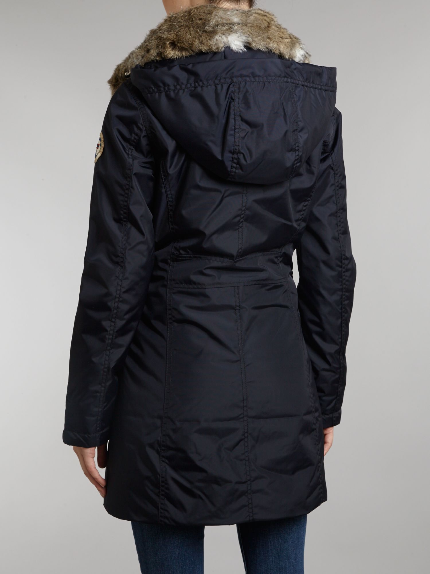 Napapijri Adona Fur Funnel Neck Coat in Blue Lyst