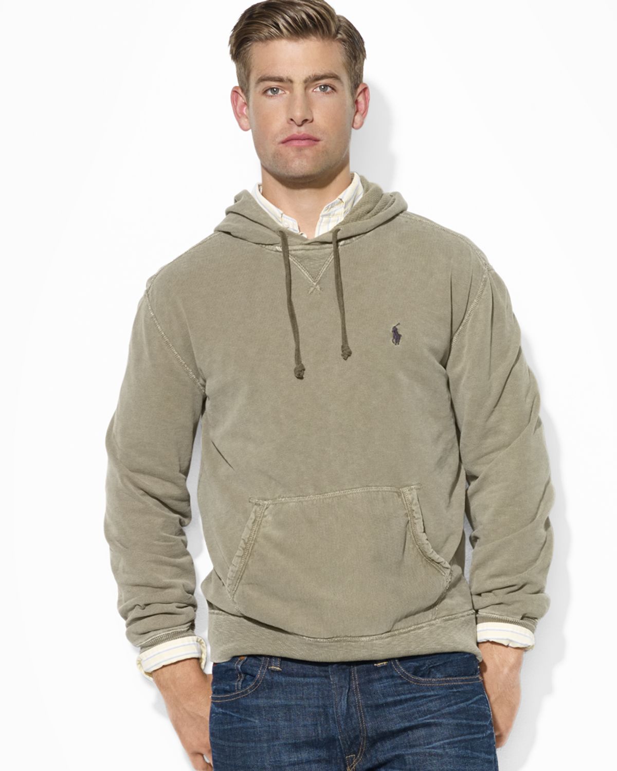Lyst - Ralph Lauren Polo Patina French Terry Pullover Hoodie in Natural ...