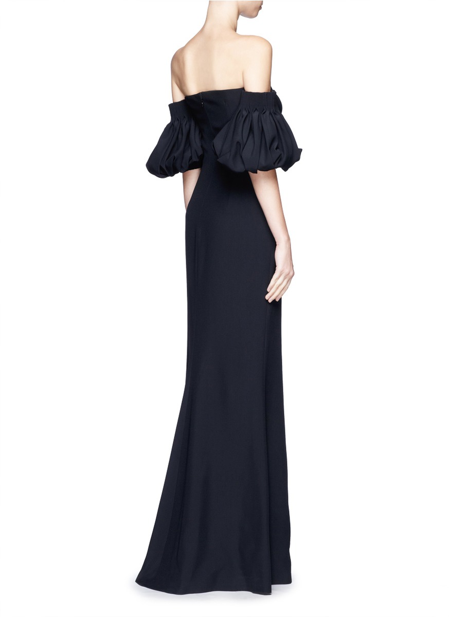 Lyst - Alexander Mcqueen Victorian Puff Sleeve Off-shoulder Gown in Black