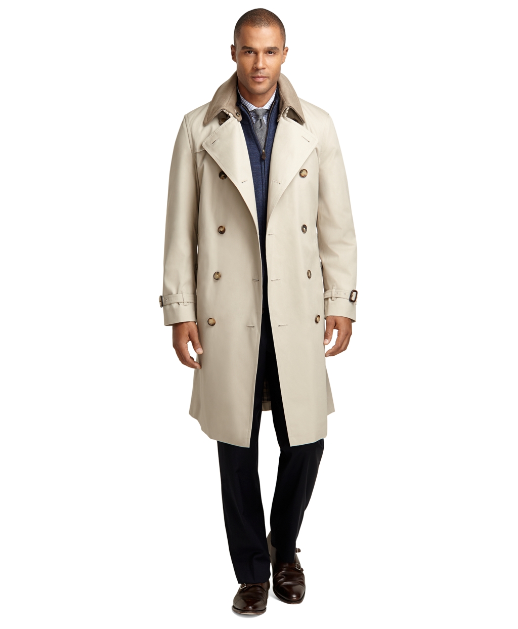 Brooks Brothers Double-Breasted Khaki Trench in Khaki for Men | Lyst