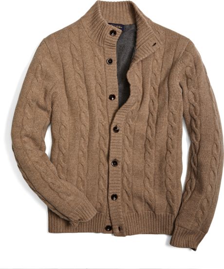 Brooks Brothers Lined Cable Buttondown Cardigan in Brown for Men ...