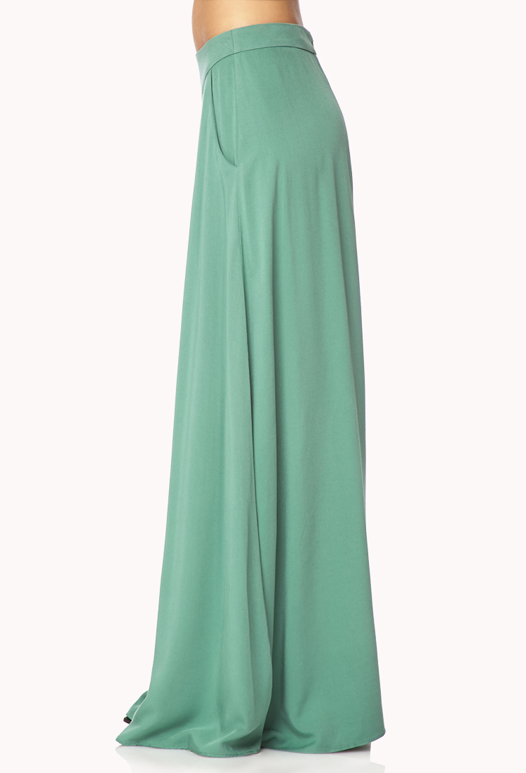 Lyst Forever 21 Pleated Maxi Skirt In Green 1239