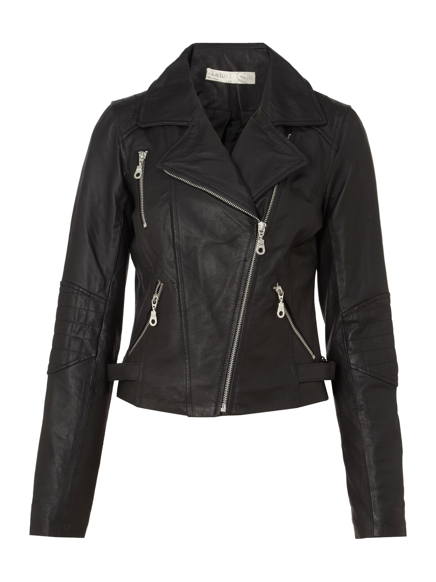 Label Lab Leather Biker Jacket in Black | Lyst
