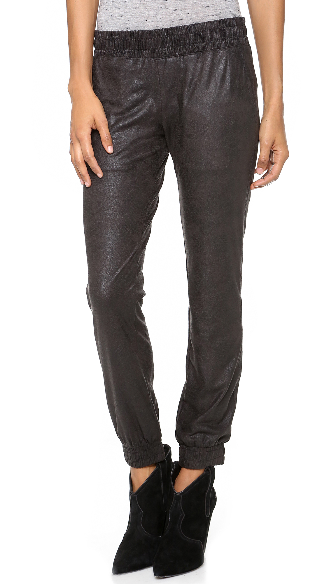 Monrow Faux Leather Pants - Black in Black | Lyst