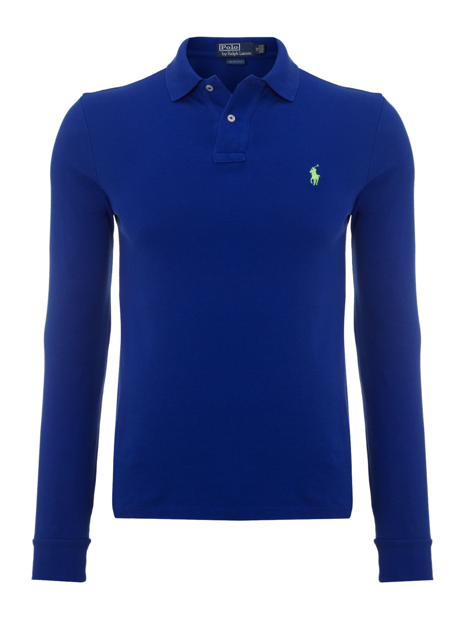 Polo Ralph Lauren Long Sleeved Classic Slim Fitted Polo Shirt in Blue ...