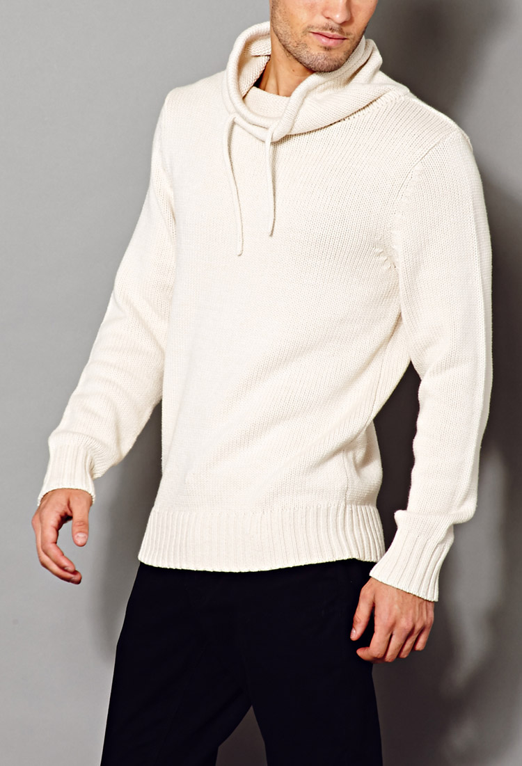 white cowl neck sweatshirt