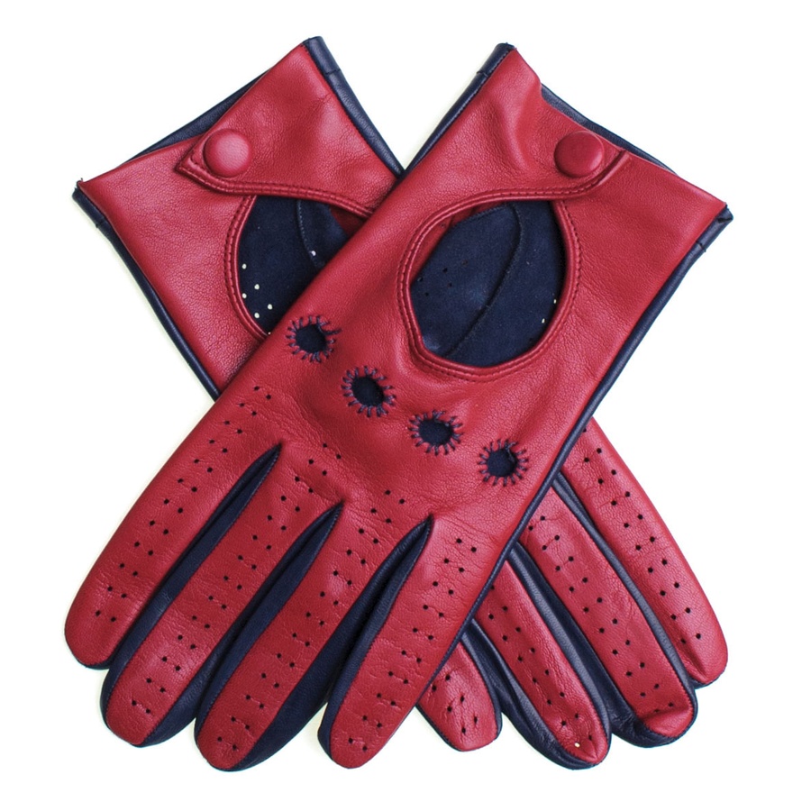 Black.co.uk Red And Navy Italian Leather Driving Gloves in Red for Men