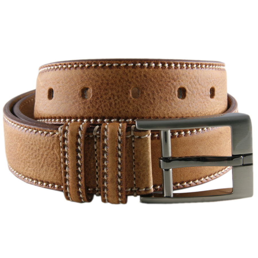 Black.co.uk Tan Speckled Leather Belt With Saddle Stitch in Brown for ...