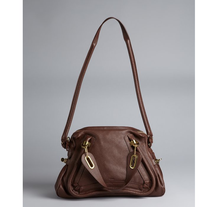 Chlo Dark Brown Leather Paraty Medium Top Handle Bag in Brown | Lyst  