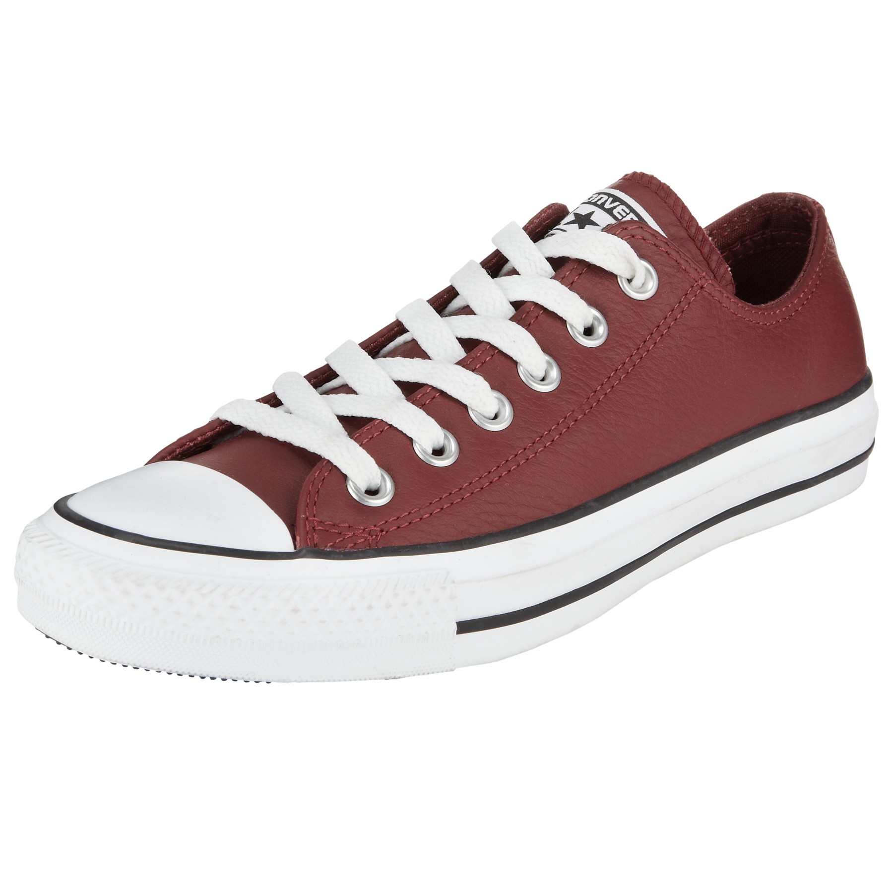 Converse Chuck Taylor All Star Ox Leather Trainers in Red (Bordeaux) | Lyst