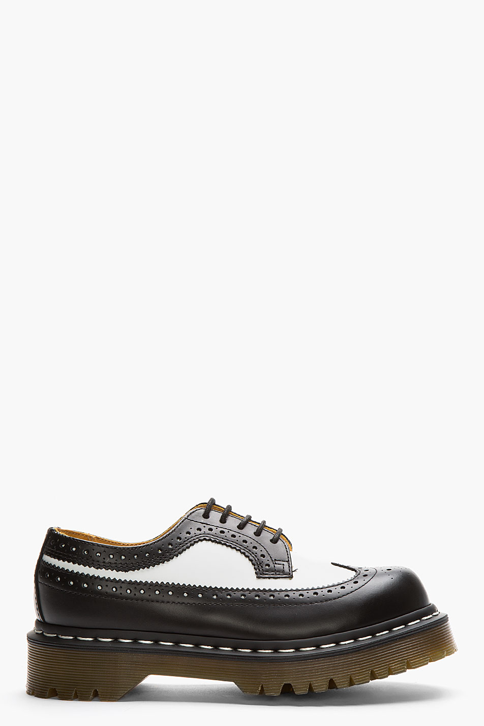 Lyst - Dr. Martens Black and White Leather 5-eye Long-wing Brogues in Black