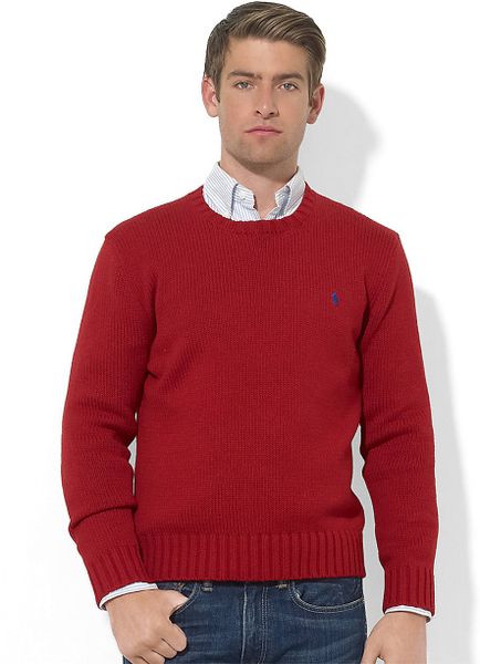 Polo Ralph Lauren Cotton Crewneck Pullover in Red for Men | Lyst