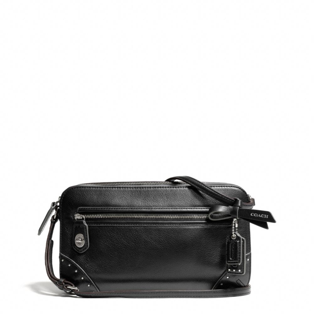 Coach Poppy Flight Bag in Studded Leather in Black (SILVER/BLACK) | Lyst