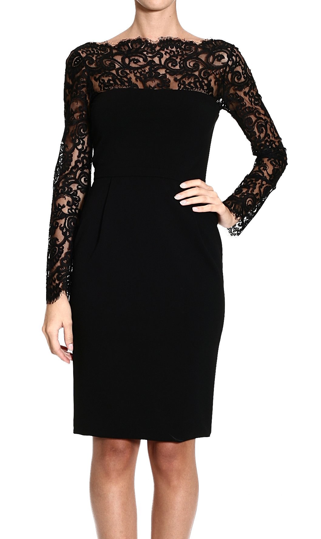 Gucci Dress Long Sleeve Lace Jersey in Black | Lyst