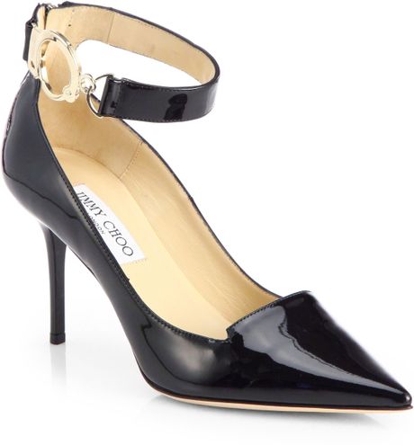 Jimmy Choo Dusk Patent Leather Ankle-strap Pumps in Black | Lyst