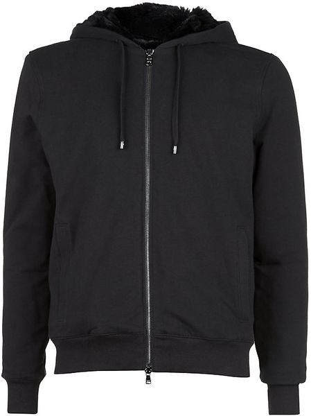 Michael Kors Furlined Hooded Sweatshirt in Black for Men | Lyst