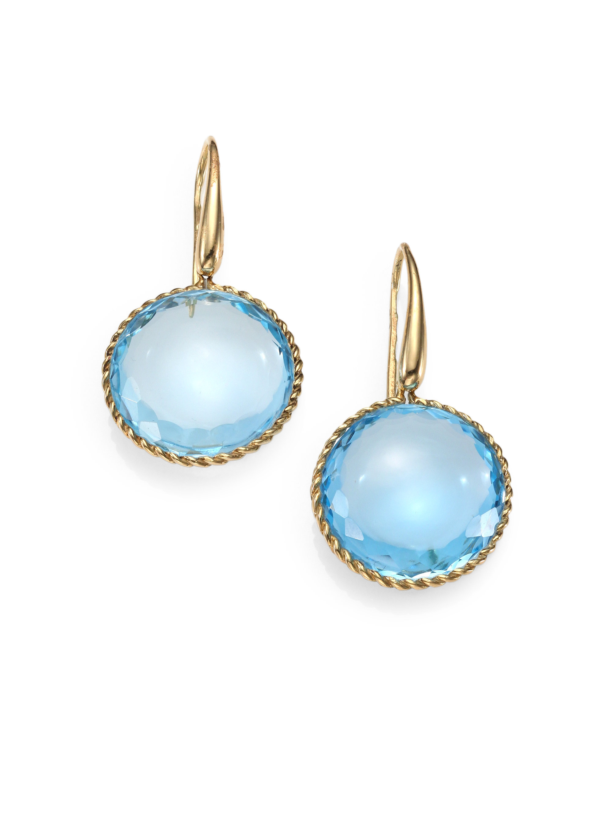 Roberto Coin Blue Topaz 18k Gold Drop Earrings - Lyst