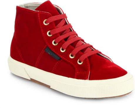 The Row For Superga Velvet Hightop Sneakers in Red (BORDEAUX) | Lyst