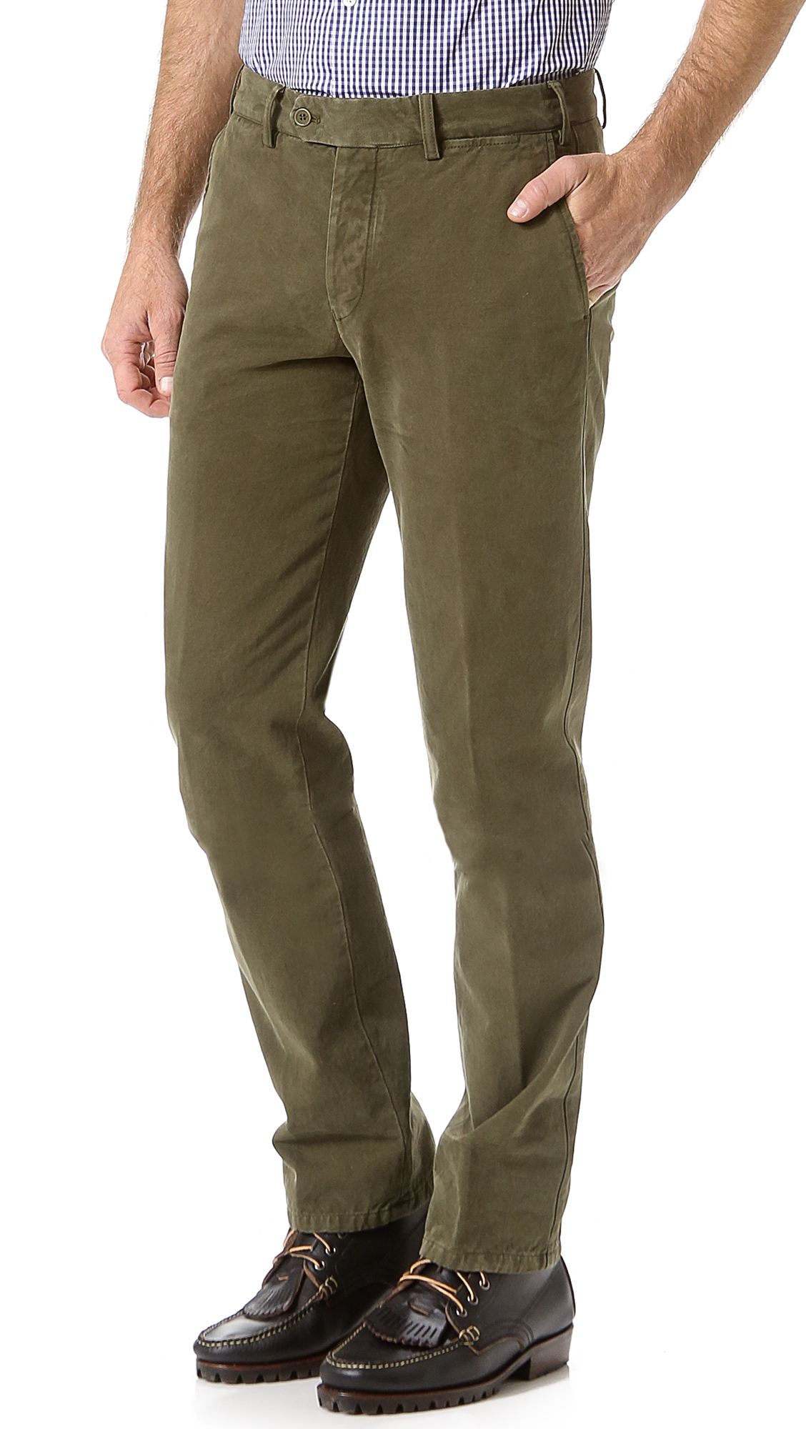 Lyst - Aspesi Brushed Twill Chinos in Green for Men