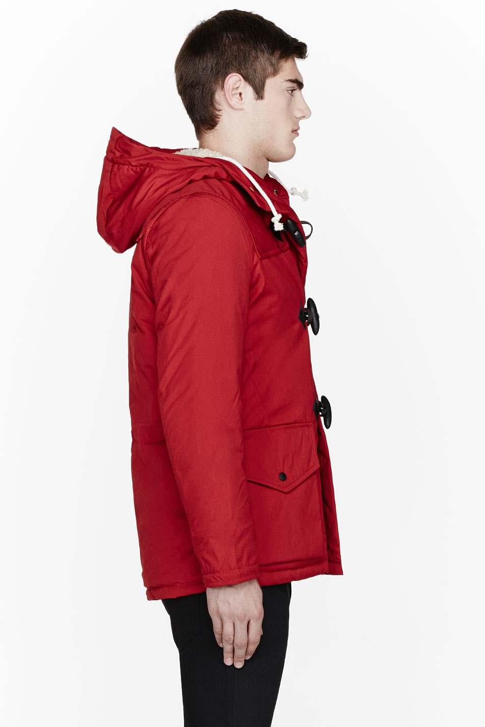 Nanamica Red Hooded Duffle Coat in Red for Men | Lyst