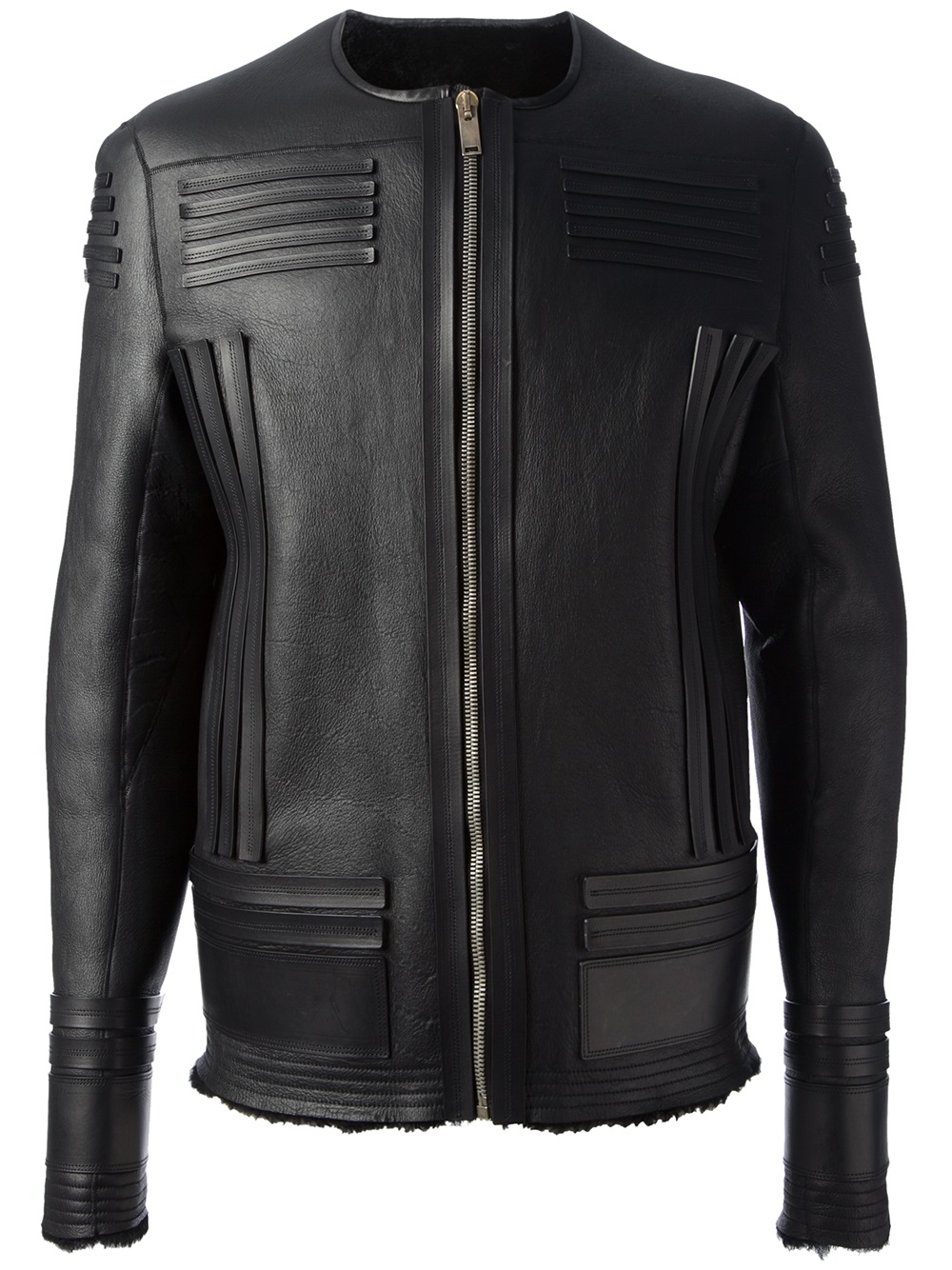 Lyst - Rick owens Ribbed Leather Jacket in Black for Men