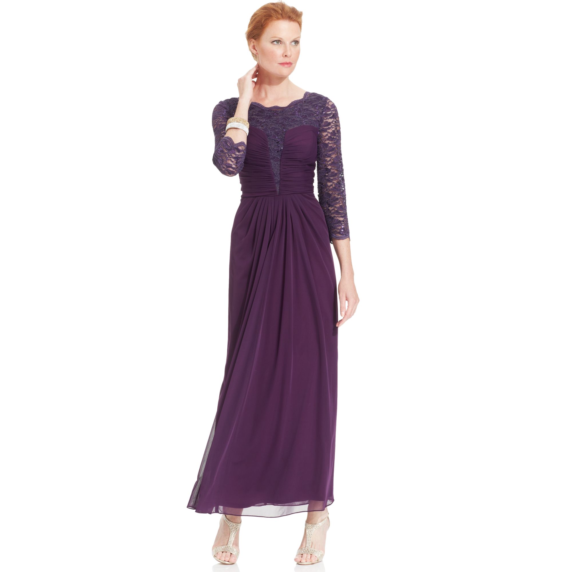 Lyst - Alex Evenings Sequined Lace & Chiffon Gown in Purple - Save 6%