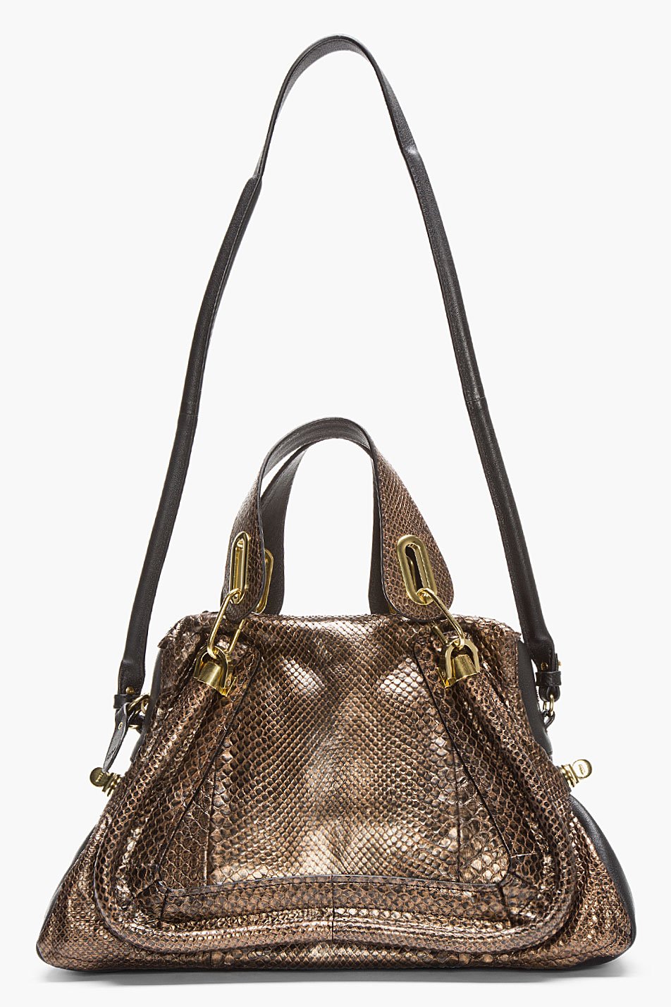 Chlo Bronze Metallic Snakeskin Paraty Bag in Gold (bronze) | Lyst  