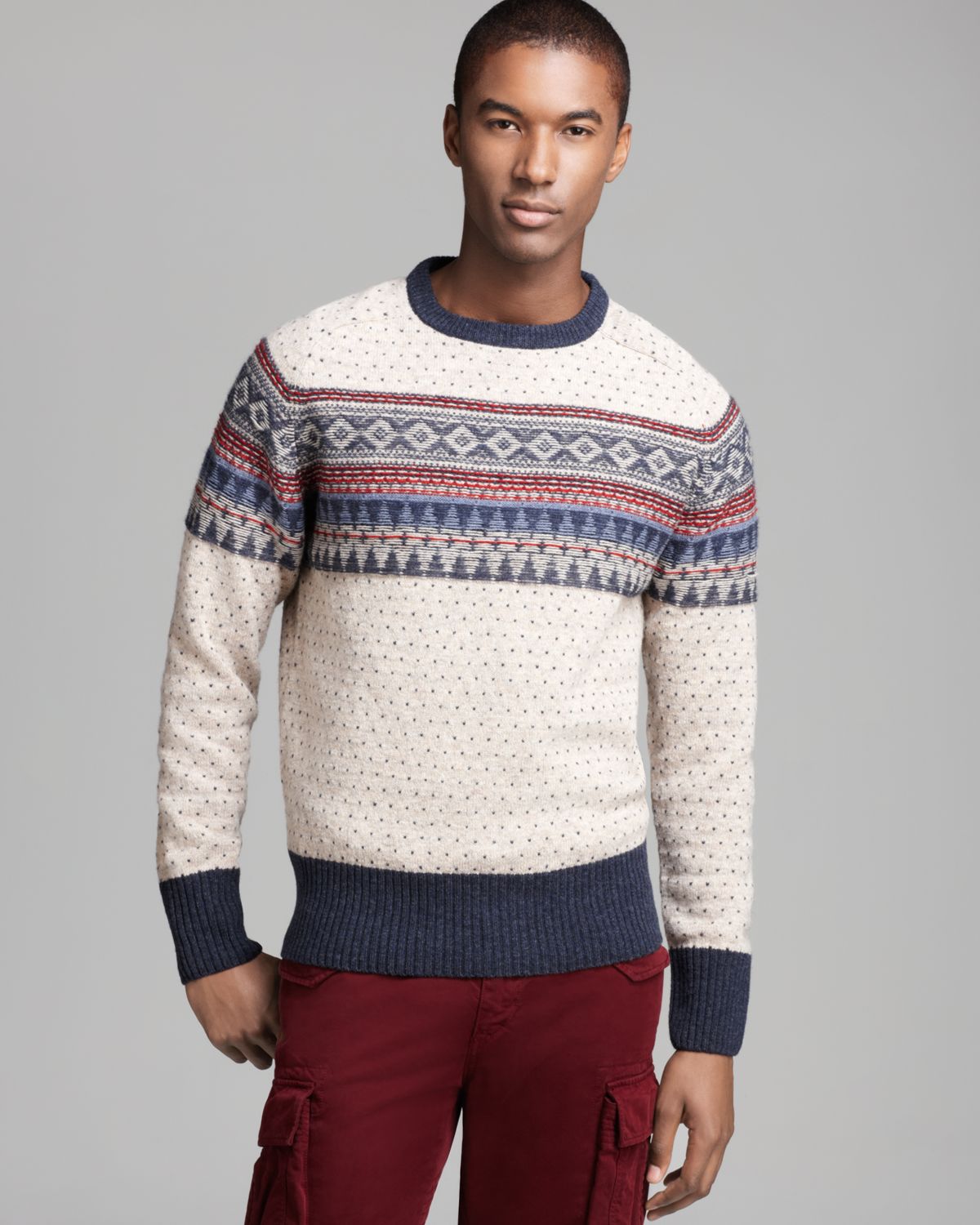 Lyst - Gant The Mb Fairisle Crewneck Sweater in Natural for Men