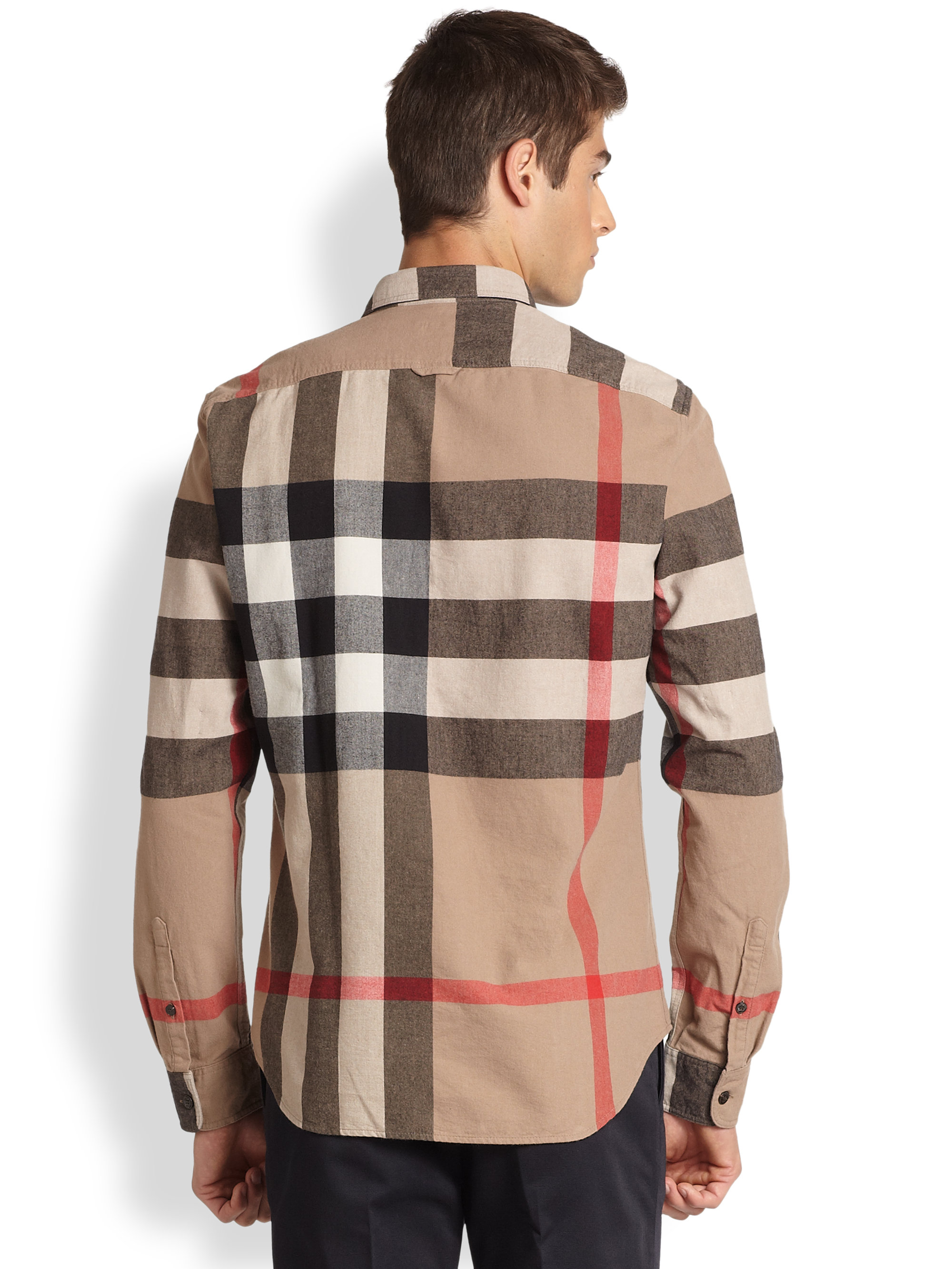Burberry brit Adken Flannel Check Sportshirt in Natural for Men | Lyst