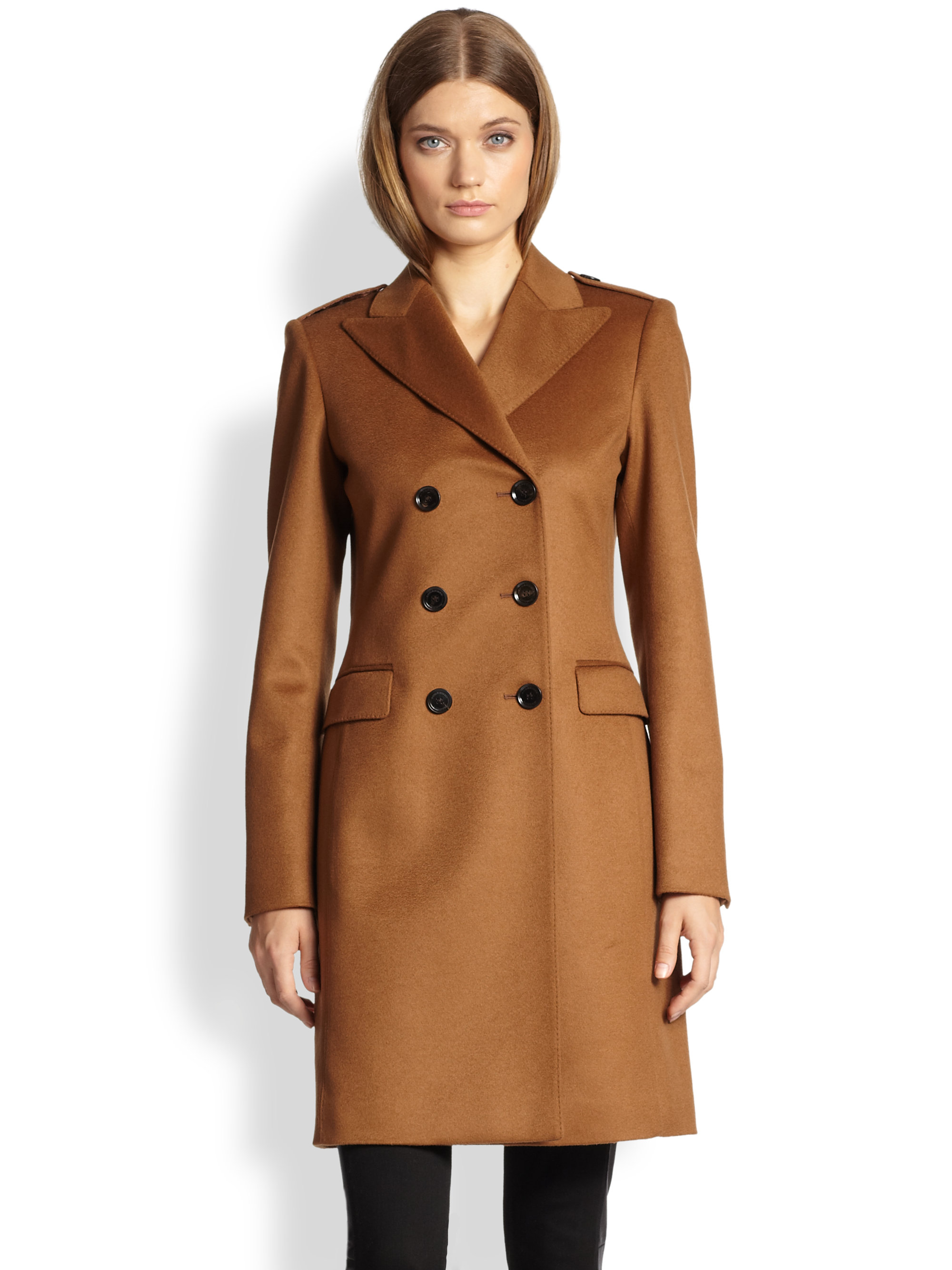 Lyst - Burberry Double-breasted Cashmere Coat in Brown