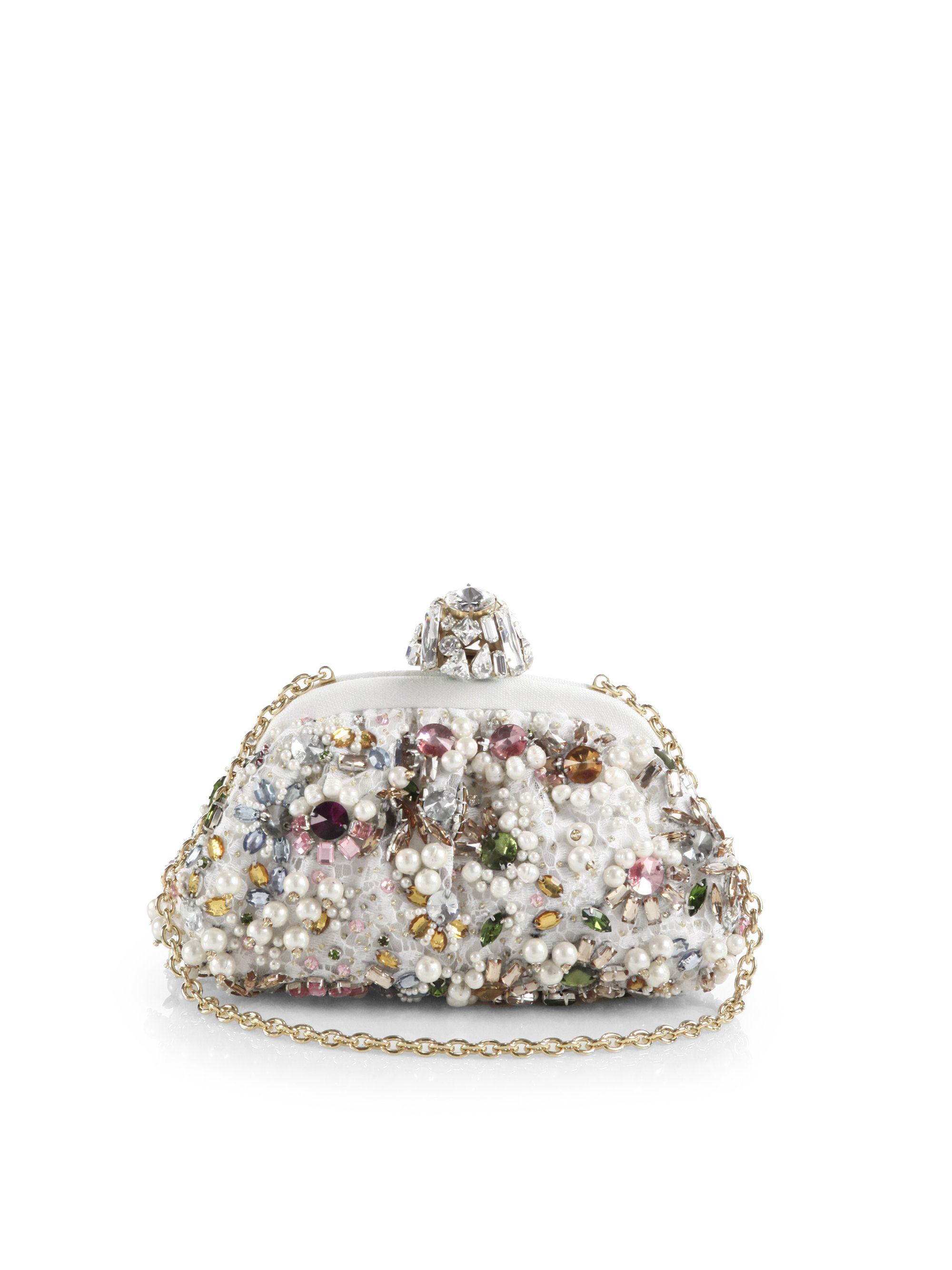 Lyst Dolce & gabbana Miss Dea Jeweled Clutch in White