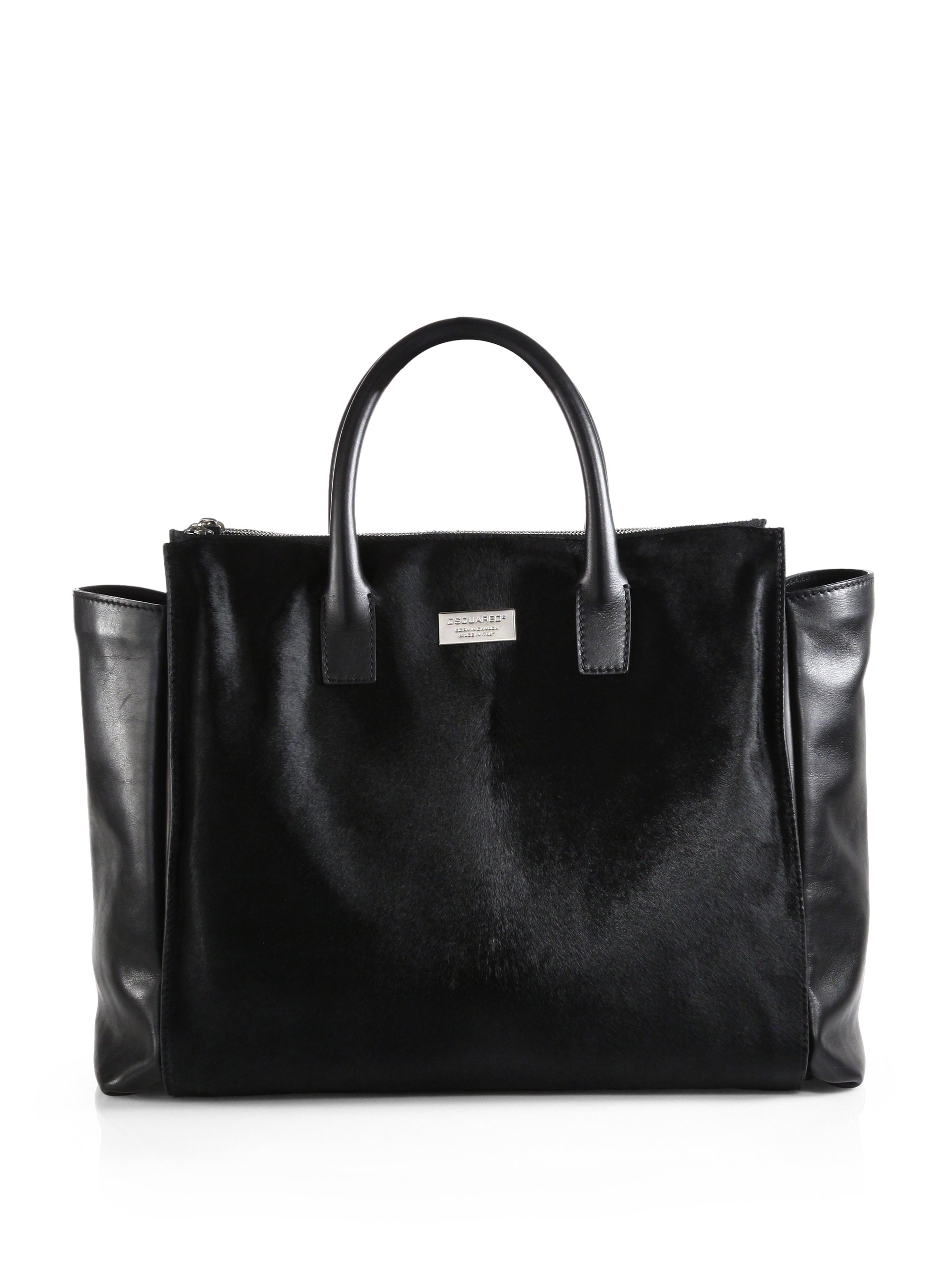 Lyst - Dsquared² Pony Hair Leather Tote in Black for Men