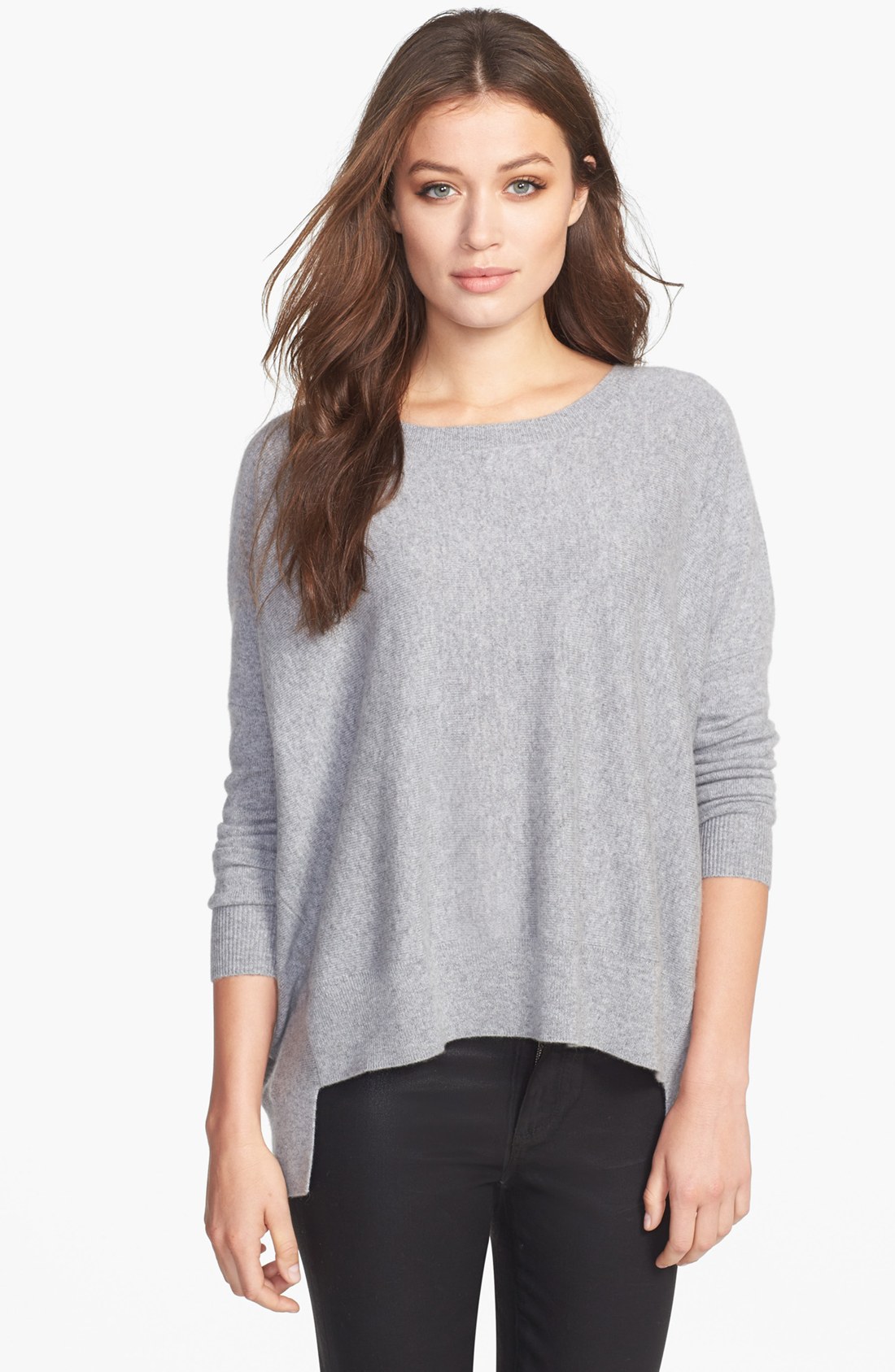 Eileen Fisher Ballet Neck Cashmere Sweater in Gray (Moon) | Lyst