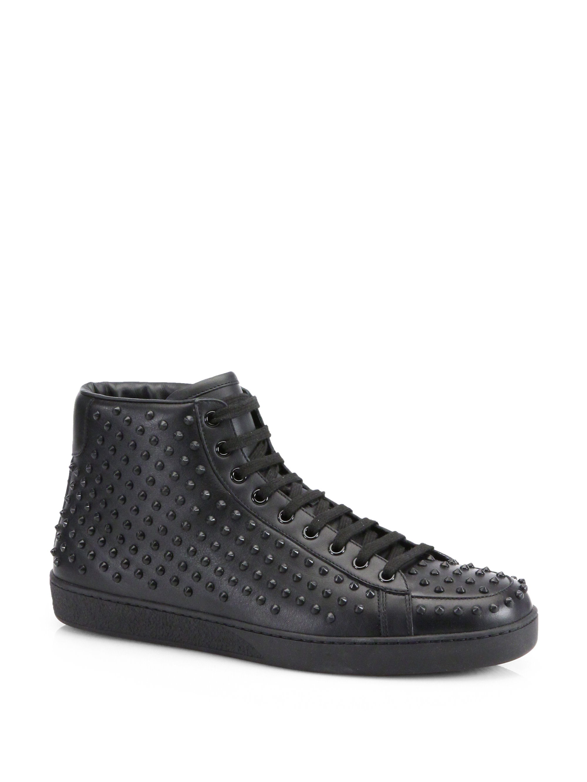 Lyst - Gucci Brooklyn Studded Hightop Sneakers in Black for Men