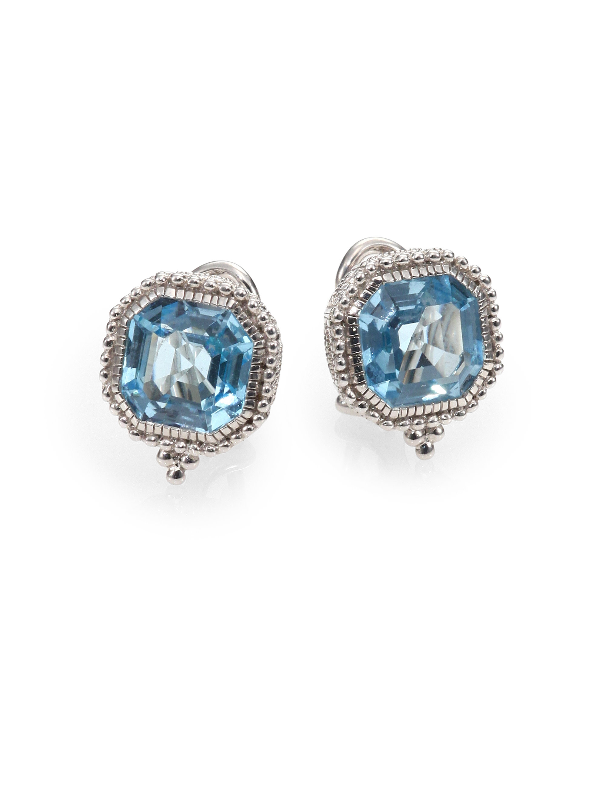 Judith ripka Estate Blue Topaz & Sterling Silver Square Earrings in ...