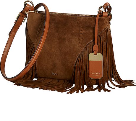 Lauren By Ralph Lauren Suede Fringe Crossbody Bag in Brown (nutmeg) | Lyst