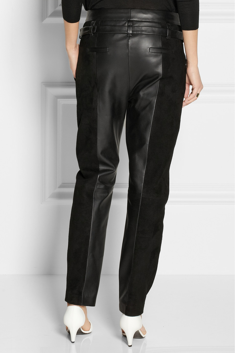 Lyst - Proenza Schouler Suede And Leather Tapered Pants in Black