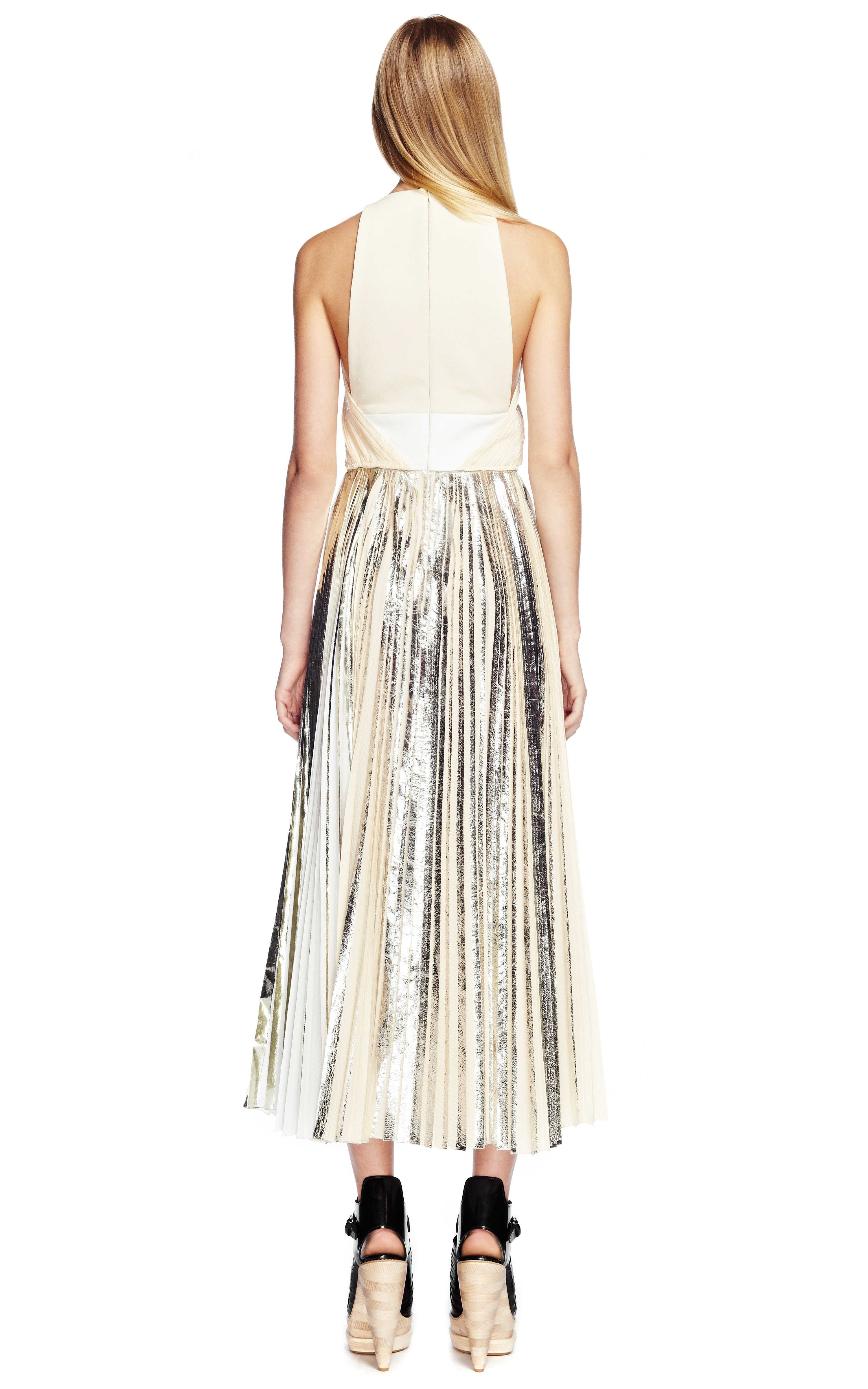 proenza schouler platinum foil print pleated cloque proenza schouler platinum foil print pleated cloque