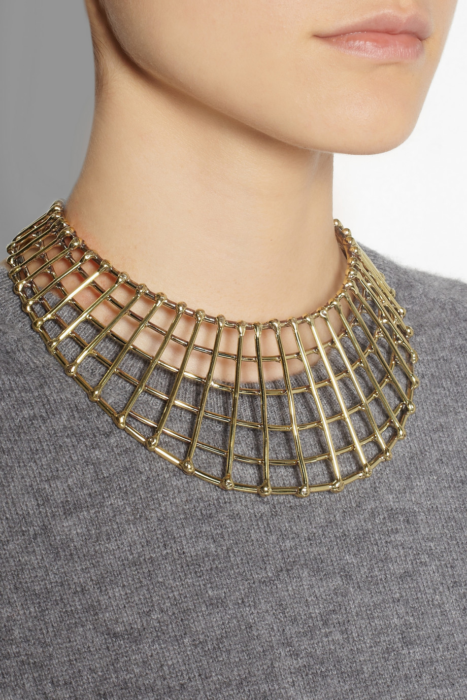 Anndra neen Gold Tone Cage Necklace in Metallic | Lyst