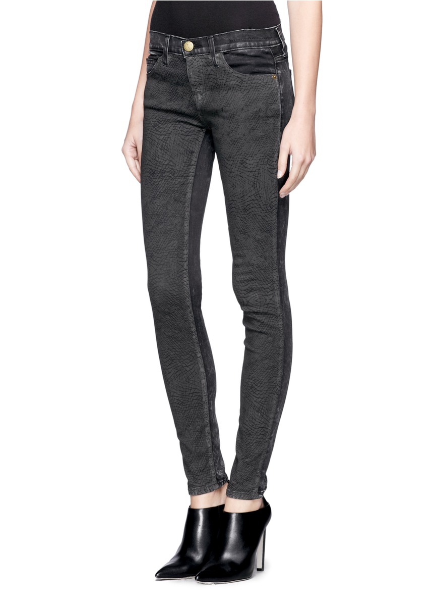 Lyst - Current/Elliott Embossed Snakeskin Skinny Jeans in Black