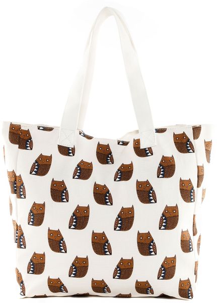 Pull&bear Print Shopper Bag in Brown (ECRU) | Lyst