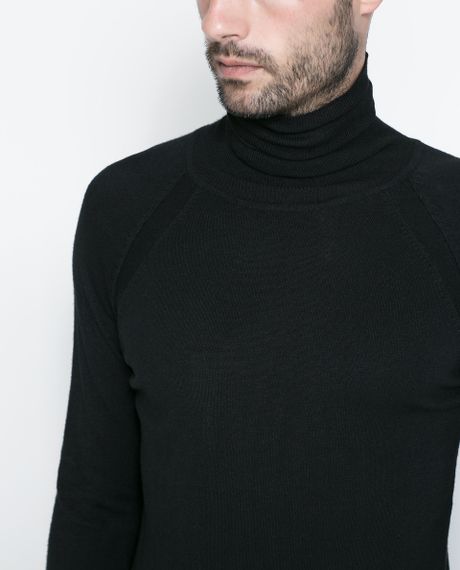 Zara Viscose Turtleneck Sweater in Black for Men | Lyst