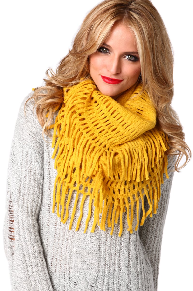 Women scarf mustard yellow and gray