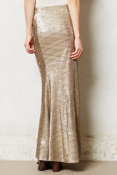 Anthropologie Sirene Sequin Skirt in Gold | Lyst