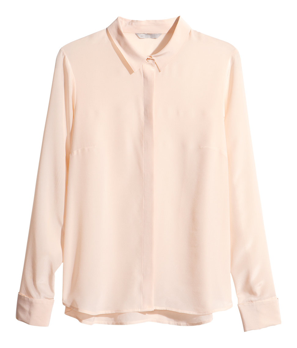 H&m Silk Blouse in Pink (Light beige) | Lyst
