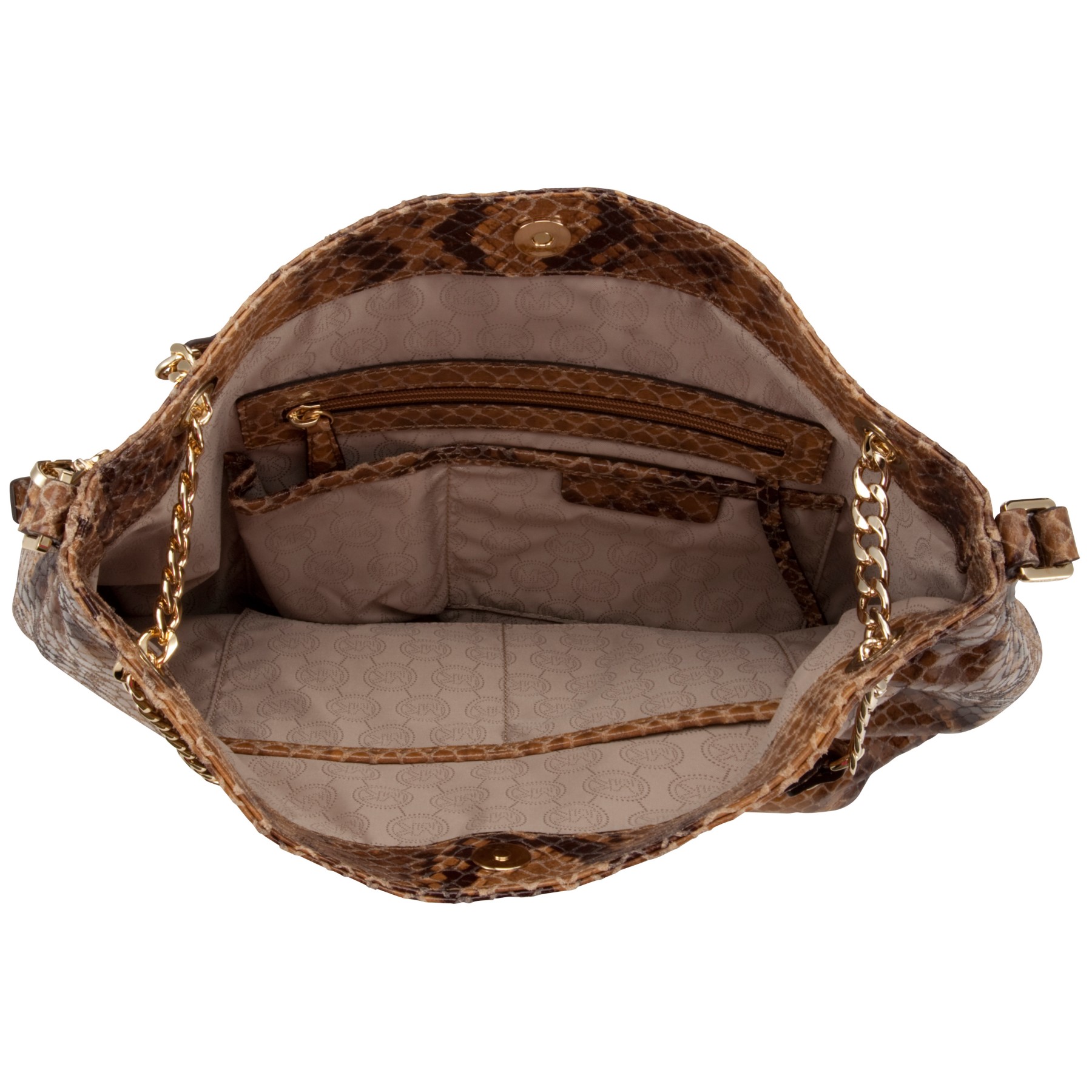 Michael michael kors Jet Set Chain Strap Shoulder Handbag in Brown (Sand Snake Print) | Lyst