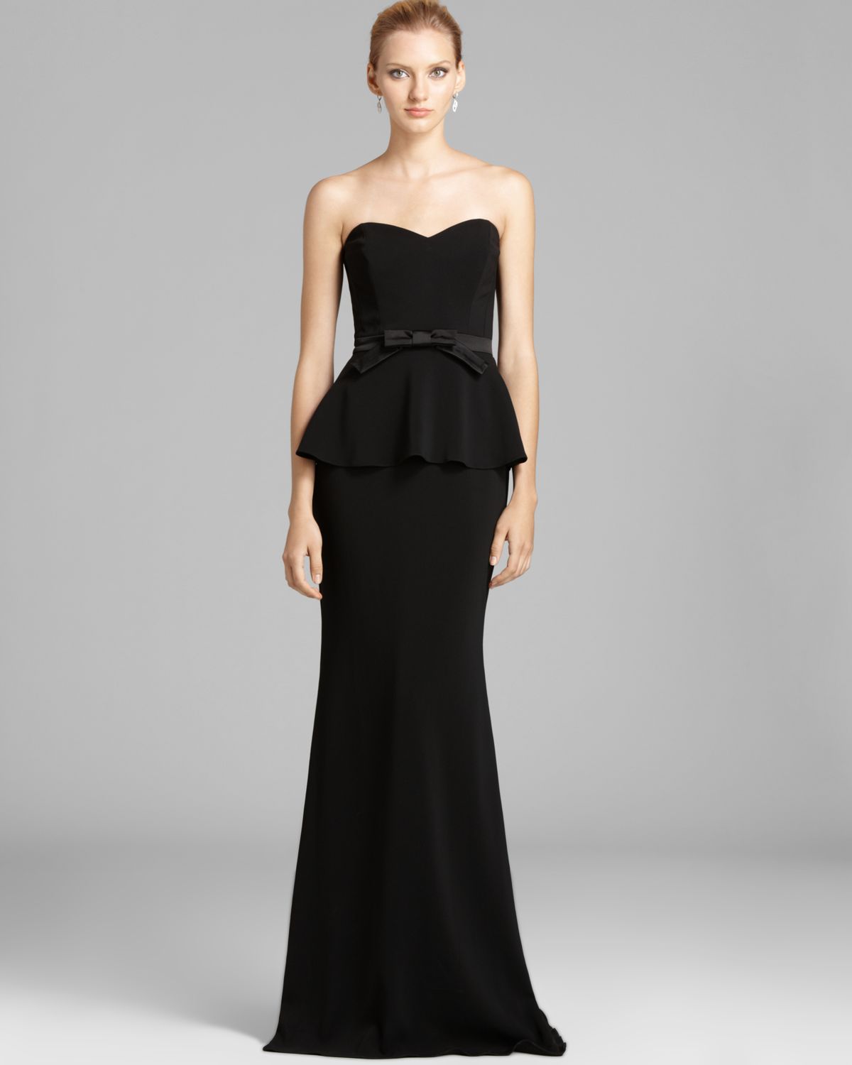 Badgley mischka Odessa Peplum Gown - Strapless in Black | Lyst