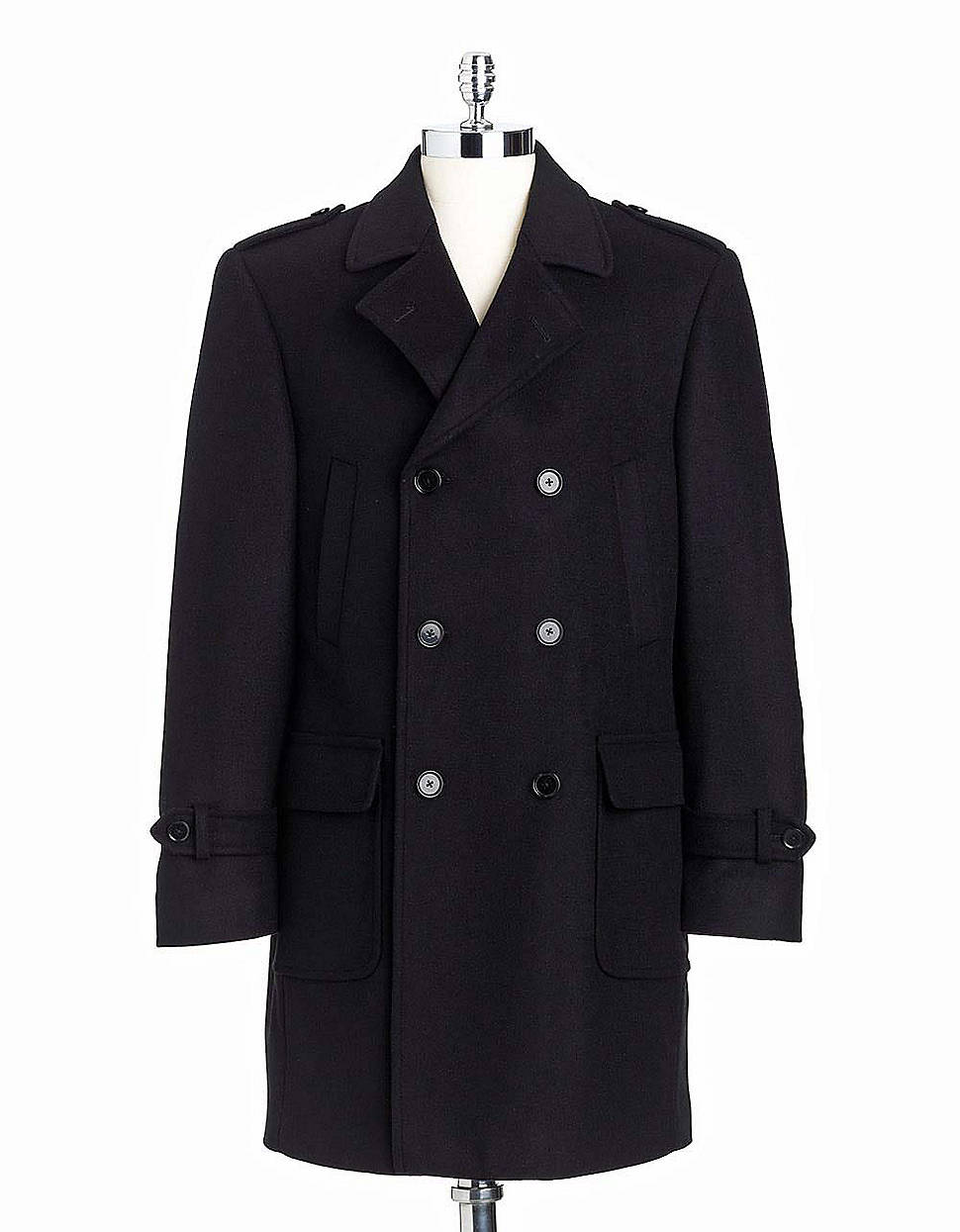 Calvin Klein Wool Cashmere Pea Coat in Black for Men | Lyst