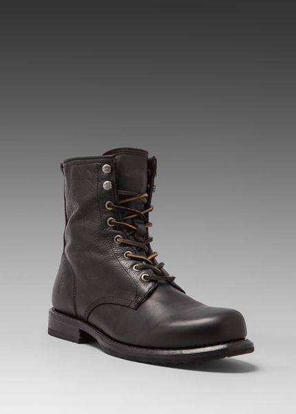 Frye Wayde Combat Boot in Black in Black for Men (Black Soft Vintage ...
